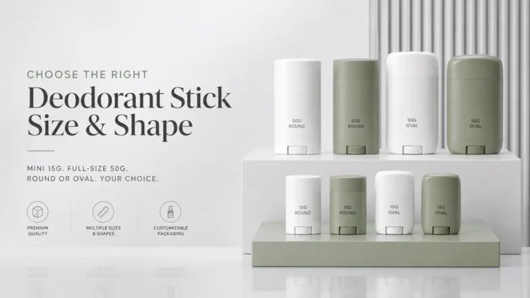15g and 50g deodorant stick containers in round and oval shapes for custom packaging